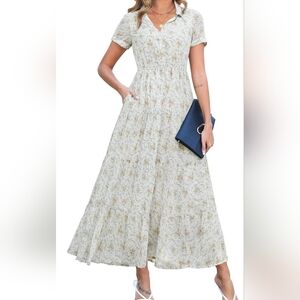 Chic Cream Floral Maxi Dress